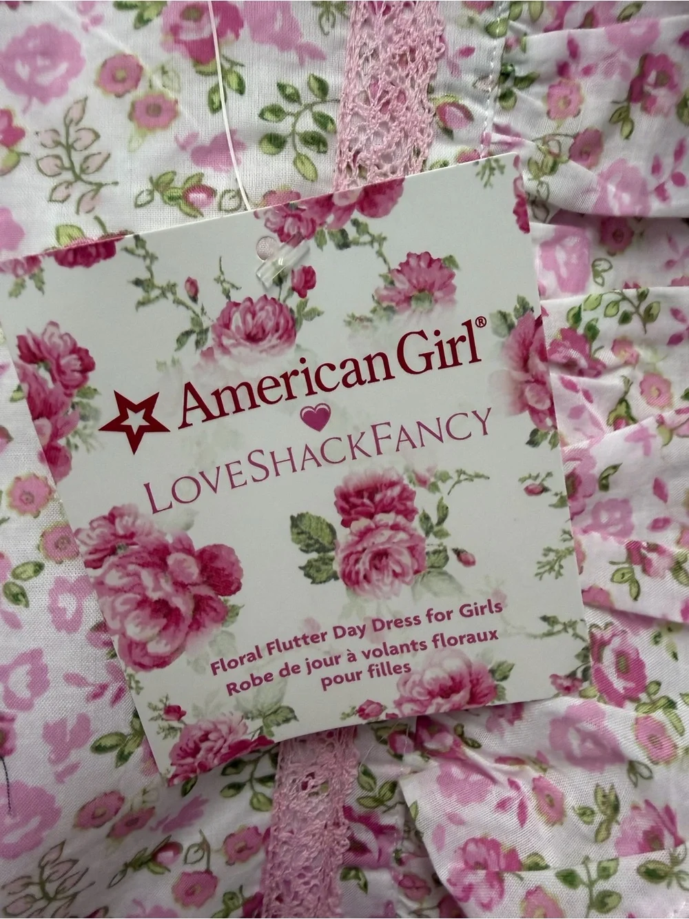 NWT American Girl x LoveShack Fancy Pink Floral Ruffle Sleeve Dress